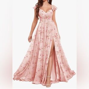 New- Elegant Pink Floral Maxi Dress, never worn